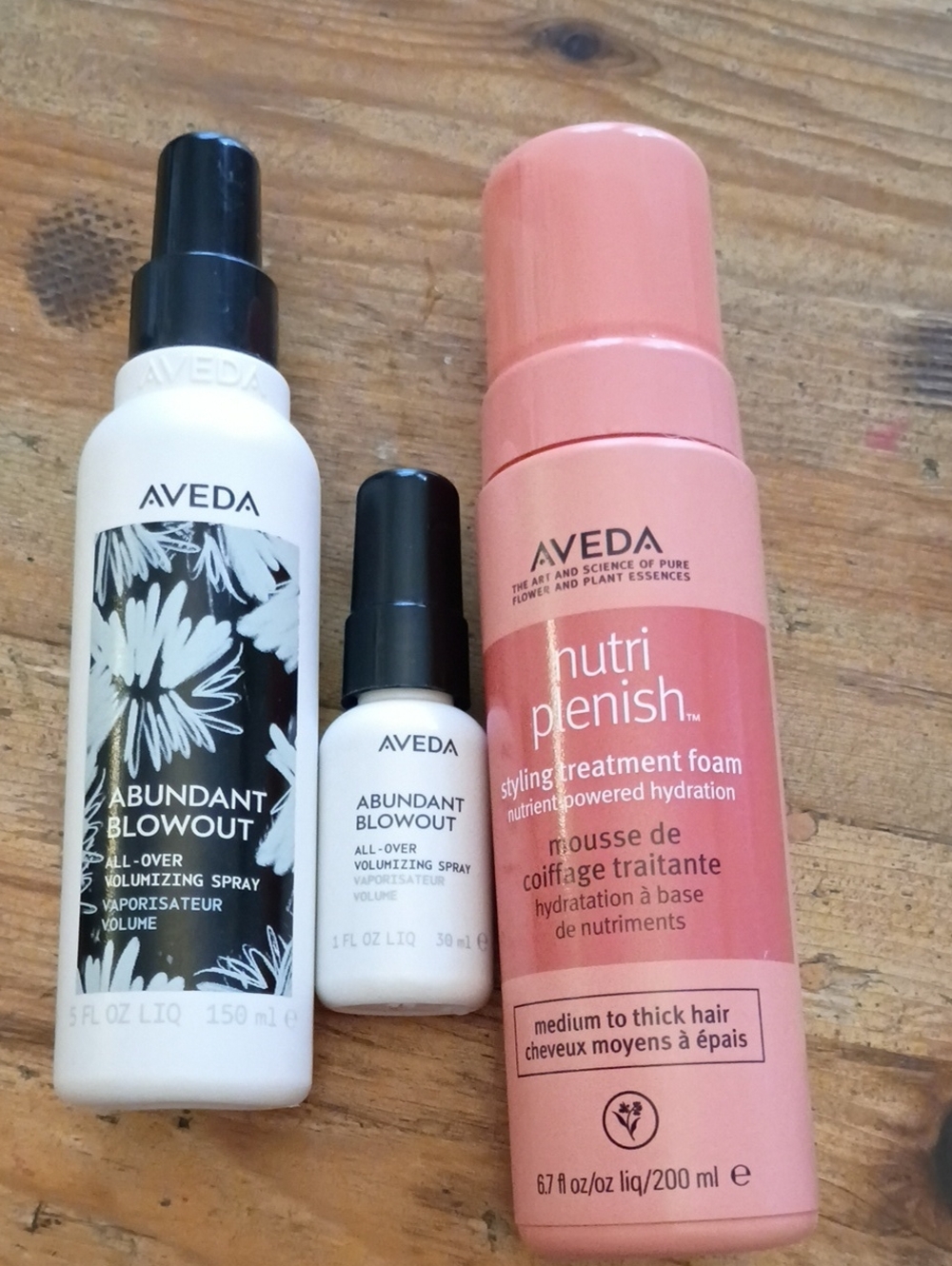 NEW Aveda Nutri-plenish Foam And Aveda Abundant Blowout Including Travel Size